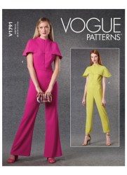 1791 VOGUE FIT SLEEVELESS  ZIPPY JUMPSUIT, CAPELET PATTERN 8-16; 16-24 choice  NEW